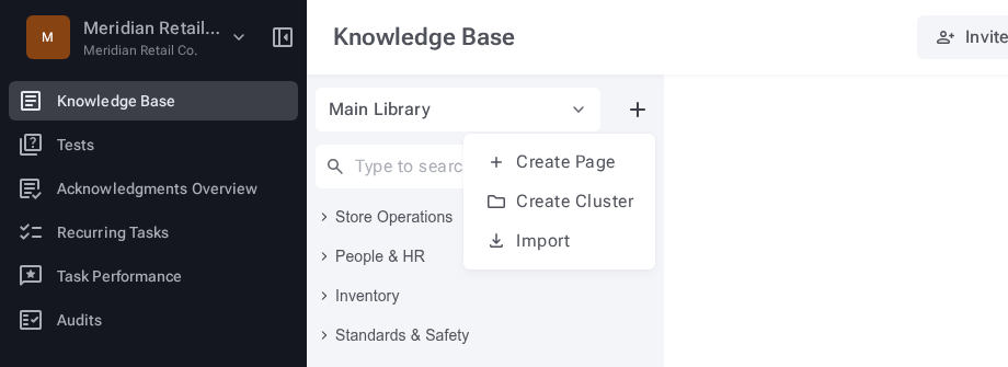 Click + then Create Page to add a new page