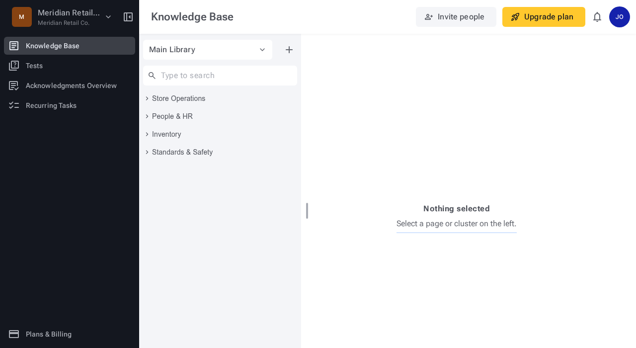 Workspace Roles list showing Store Managers, New Starters, and Inventory Team roles with member counts and access summaries