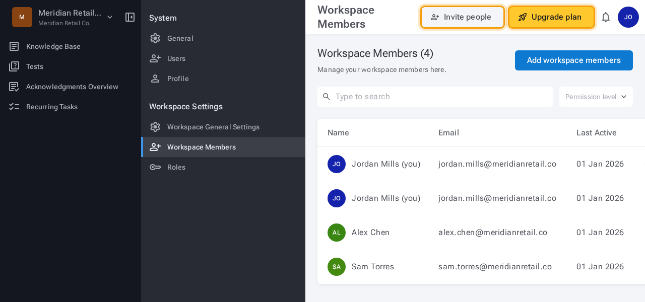 Members section showing the Invite people button highlighted in the top-right corner